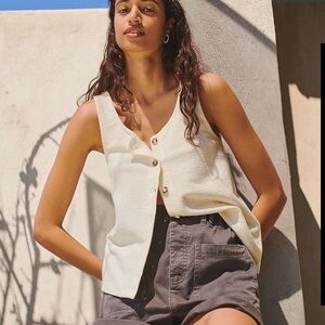 Madewell Ottoman Jacquard Button Front Textured Knit Tank Size S